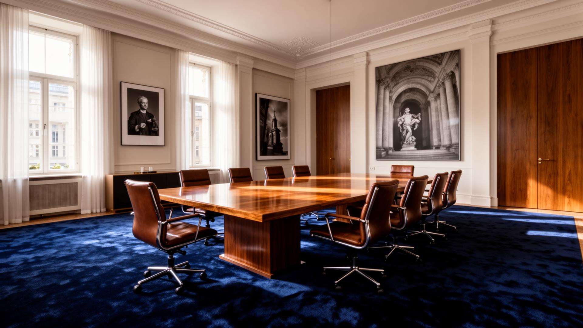 Repräsentativer Konferenzraum mit hochwertigem Teppich